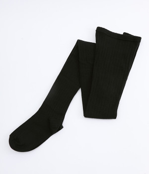 アクリルウール　ワイドリブタイツ(ブラック-ONESIZE)