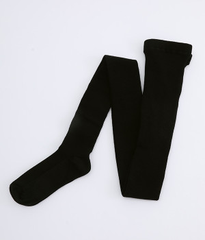 メリノウール　リブタイツ(ブラック-ONESIZE)