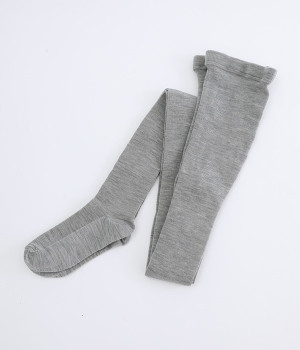 メリノウール　リブタイツ(ヘザーグレー-ONESIZE)