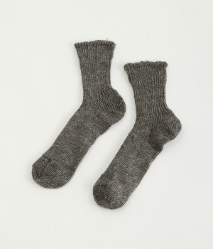 リネンショートソックス(チャコール-ONESIZE)