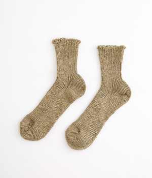 リネンショートソックス(カーキブラウン-ONESIZE)