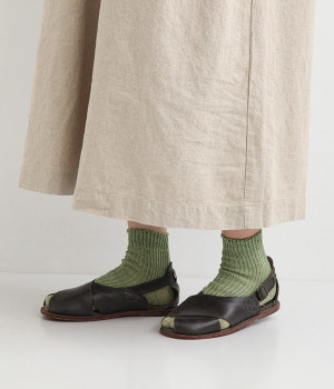 リネンショートソックス(グリーン-ONESIZE)