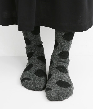 ウールビッグドットソックス(チャコール-ONESIZE)