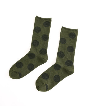 ウールビッグドットソックス(オリーブ-ONESIZE)
