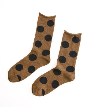 ウールビッグドットソックス(ブラウン-ONESIZE)