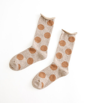 ウールビッグドットソックス(ベージュ-ONESIZE)