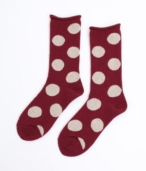 ウールビッグドットソックス(レッド-F)