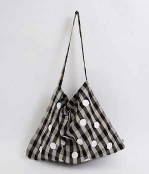 リネンドットプリント　ショルダーバッグ(チェック-ONESIZE)