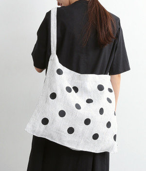 リネンドットプリント　ショルダーバッグ(ストライプ-ONESIZE)