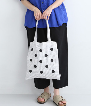 リネンドットプリント　トートバッグ(ストライプ-ONESIZE)