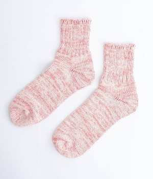 コットンリネンプレーティングリブソックス