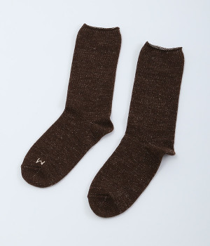 ウールコットンHMソックス(ブラウン-ONESIZE)