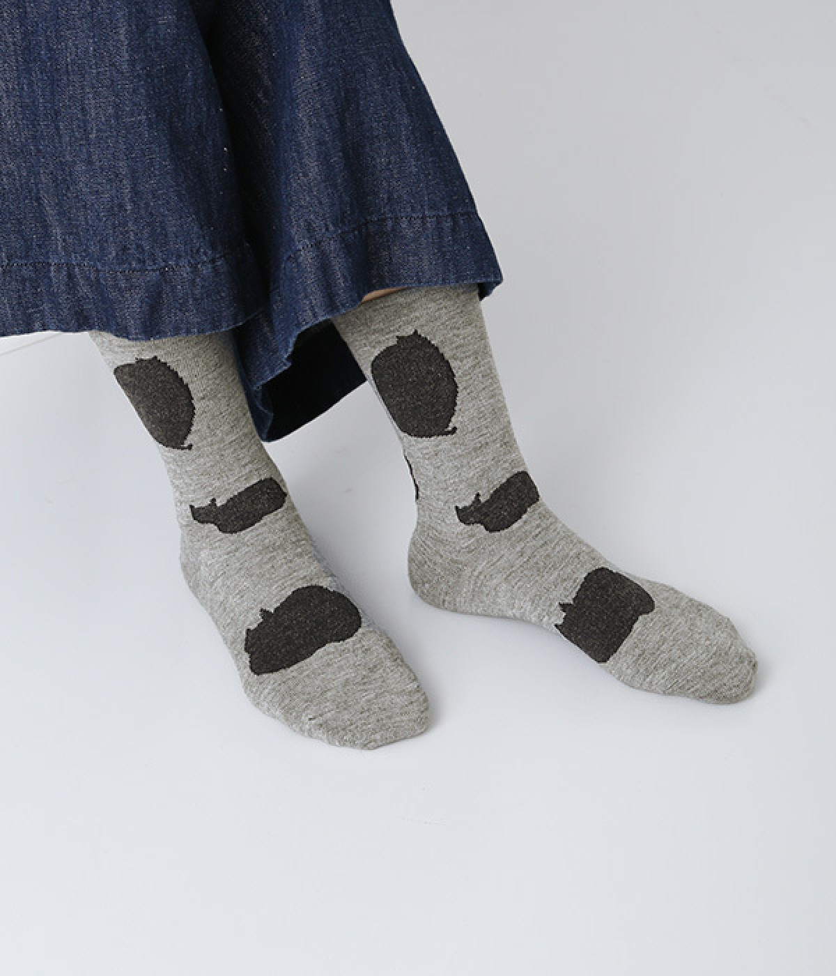 アクリルウールキャットソックス(ヘザーグレー-ONESIZE)