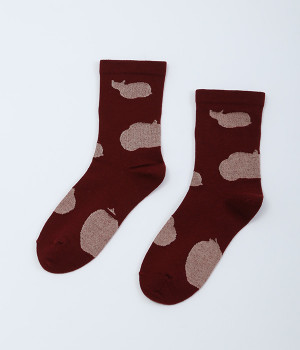 アクリルウールキャットソックス(ワイン-ONESIZE)