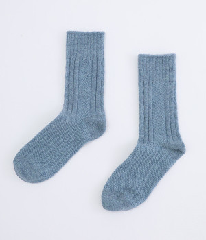 ウールミックスパターンソックス(ライトブルー-ONESIZE)