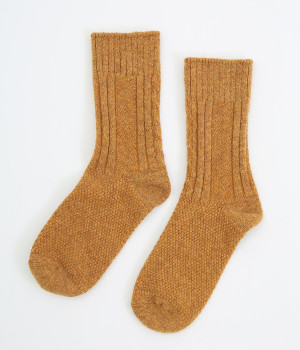 ウールミックスパターンソックス(マスタード-ONESIZE)