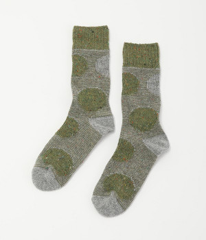 ネップジャカードドットソックス(グリーン-ONESIZE)