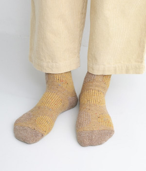 ネップジャカードドットソックス(マスタード-ONESIZE)
