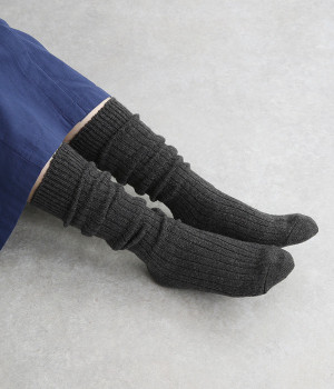 アクリルウールハイソックス(チャコール-ONESIZE)
