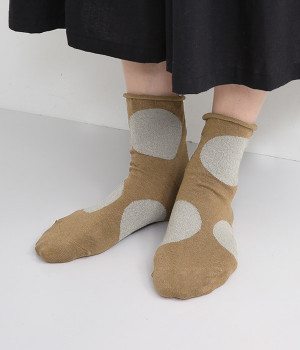 ビッグドットショートソックス(ブラウン-ONESIZE)