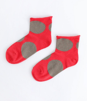 ビッグドットショートソックス(レッド-ONESIZE)