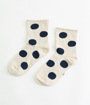 コットンリネンドットソックス(ナチュラル-ONESIZE)