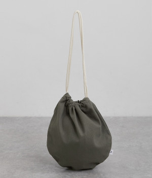 キャンバス　サークルドローストリングバッグ(グレー-ONESIZE)