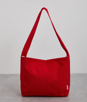 キャンバス　ショルダーバッグ(レッド-ONESIZE)