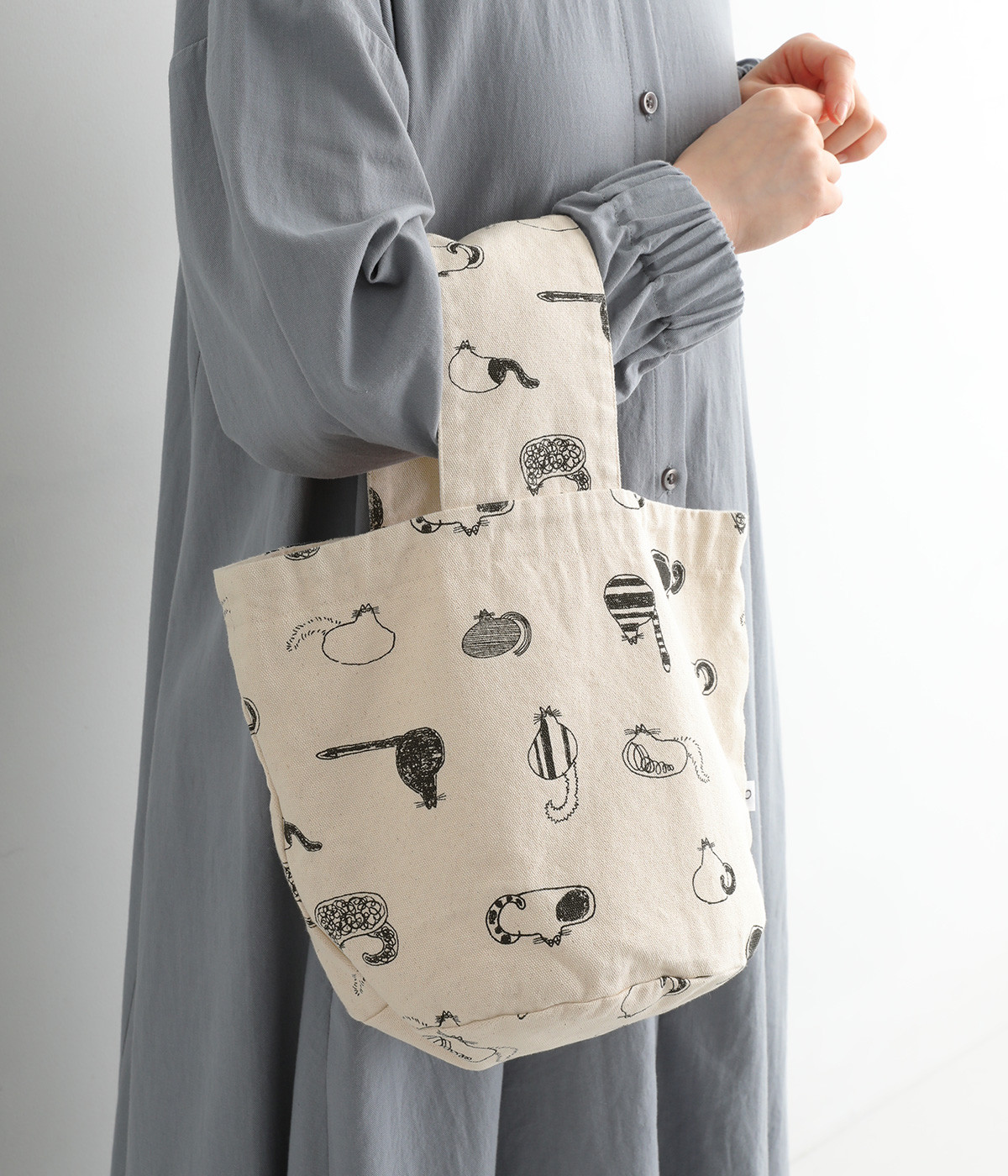 【maboさんコラボ】キャンバスプリント　バケットバッグミニ(カラー1-ONESIZE)