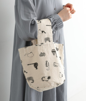 【maboさんコラボ】キャンバスプリント　バケットバッグミニ(カラー1-ONESIZE)