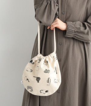 【maboさんコラボ】キャンバスプリント　サークルドロストリングバッグ(カラー1-ONESIZE)