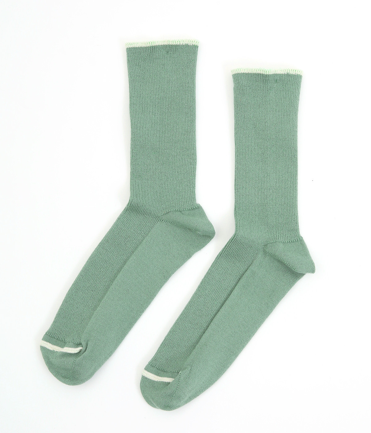 コットンレーヨンシルクリブソックス(グリーン/ミント-ONESIZE)