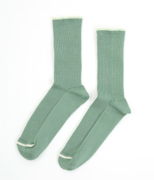 コットンレーヨンシルクリブソックス(グリーン/ミント-ONESIZE)