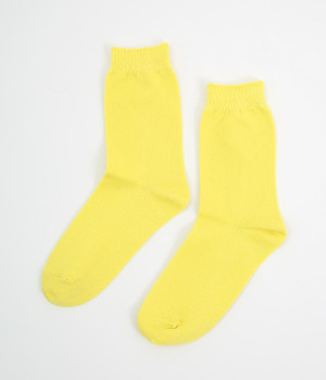 コットンリネンカラーソックス(イエロー-ONESIZE)