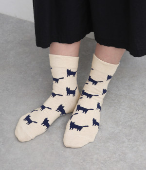 コットンキャットソックス(アイボリー/ネイビー-ONESIZE)