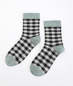 コットンギンガムソックス(ブラックビッグミント-ONESIZE)
