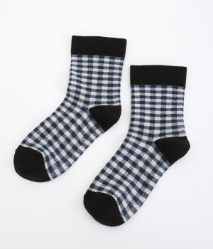 コットンギンガムソックス(ネイビースモールブラック-ONESIZE)