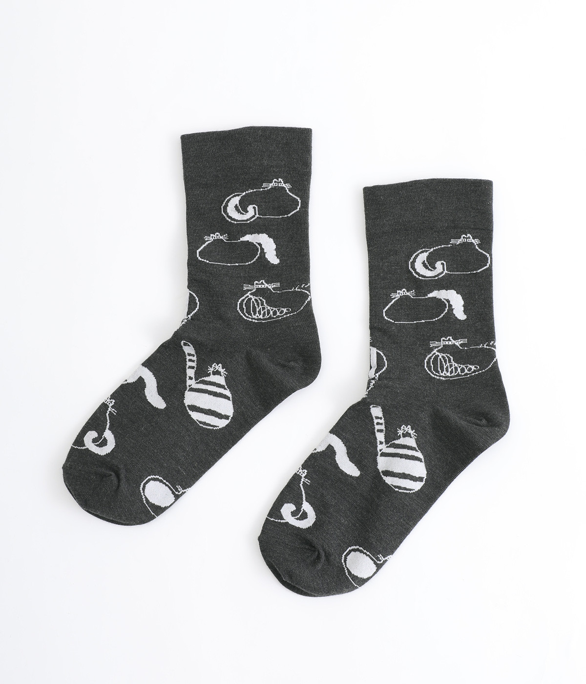 【maboさんコラボ】コットンMBキャットソックス(チャコール-ONESIZE)