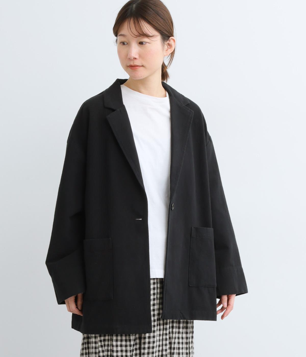コットンリネンキャンバステーラードジャケット(ブラック-F)