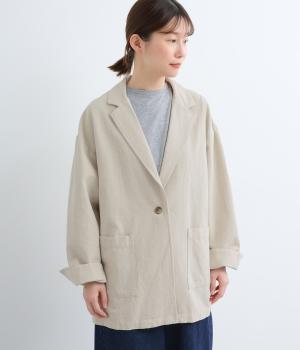 コットンリネンキャンバステーラードジャケット(ナチュラル-F)