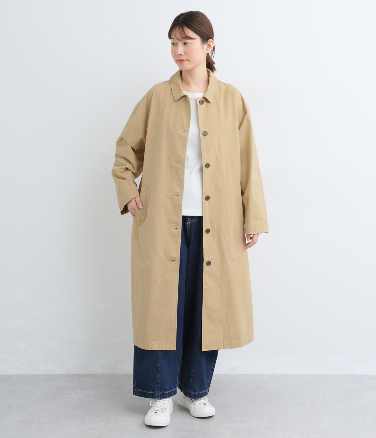 コットンツイルステンカラーコート(ベージュ-F)