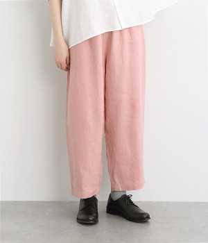 ヘビーリネン　ロングイージーパンツ(ピンク-ONESIZE)