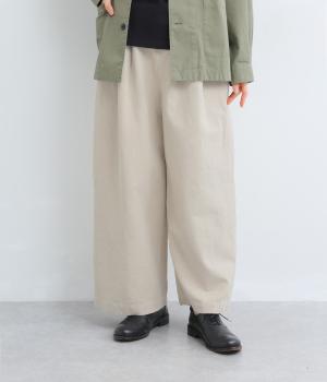 コットンリネンキャンバスワイドストレートパンツ(ナチュラル-F)