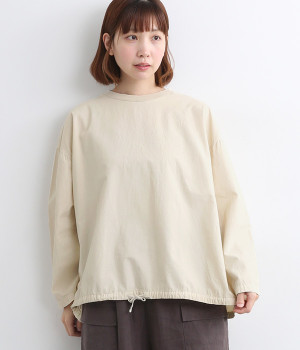 オーバーダイリブネックプルオーバー(アイボリー-ONESIZE)