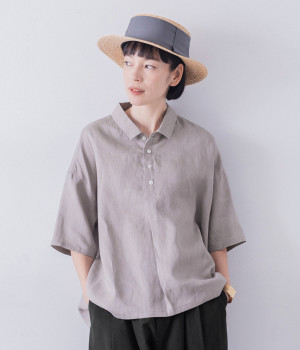 別注｜カラーリネンポロ(ライトグレー-ONESIZE)