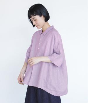 素肌喜ぶカラーリネンポロ(ラベンダー-F)