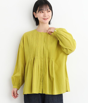 コットンキャンブリック　ピンタックブラウス(シトラス-ONESIZE)
