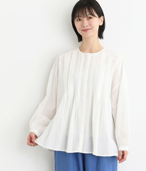 コットンキャンブリック　ピンタックブラウス(オフ-ONESIZE)