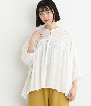 コットンキャンブリック　ピンタックドルマンプルオーバー(オフ-ONESIZE)