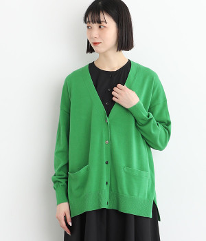 コットンニットカーディガン(グリーン-ONESIZE)